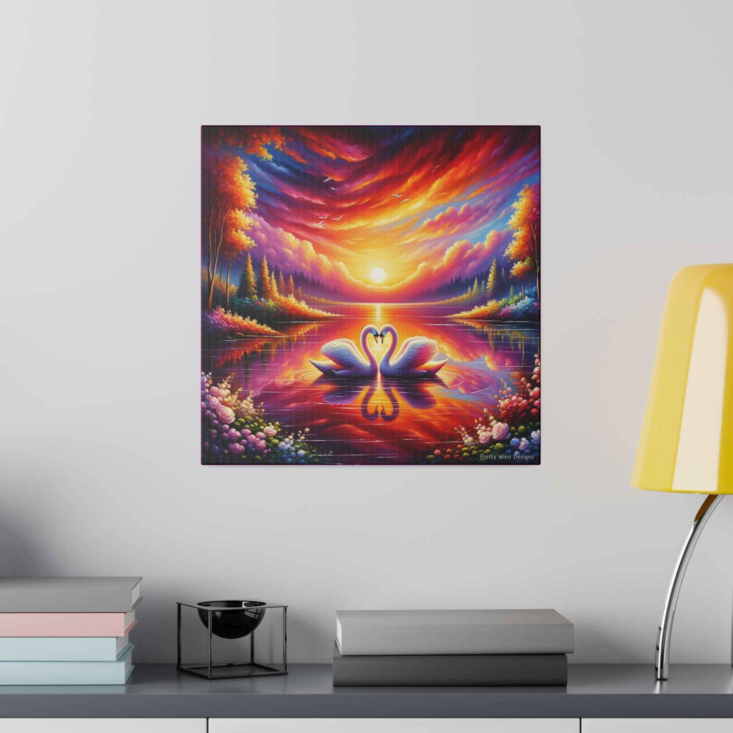 Swan Love Matte Canvas Print