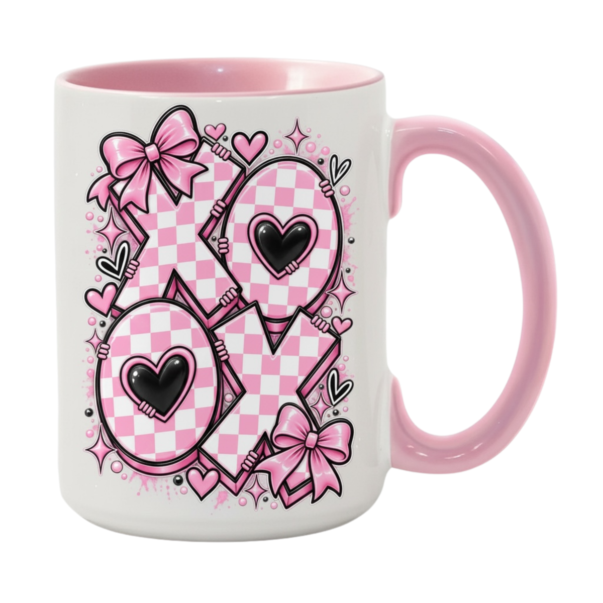 XOXO Pink Gingham Valentine Mug