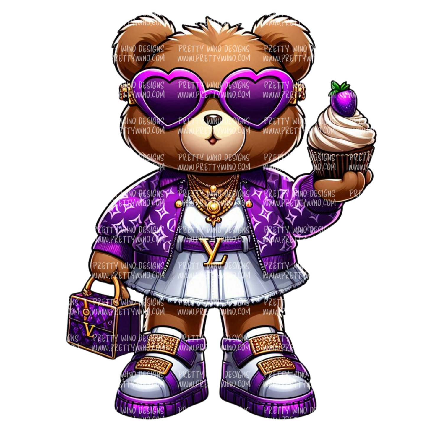 Purple Pop Diva Bear PNG