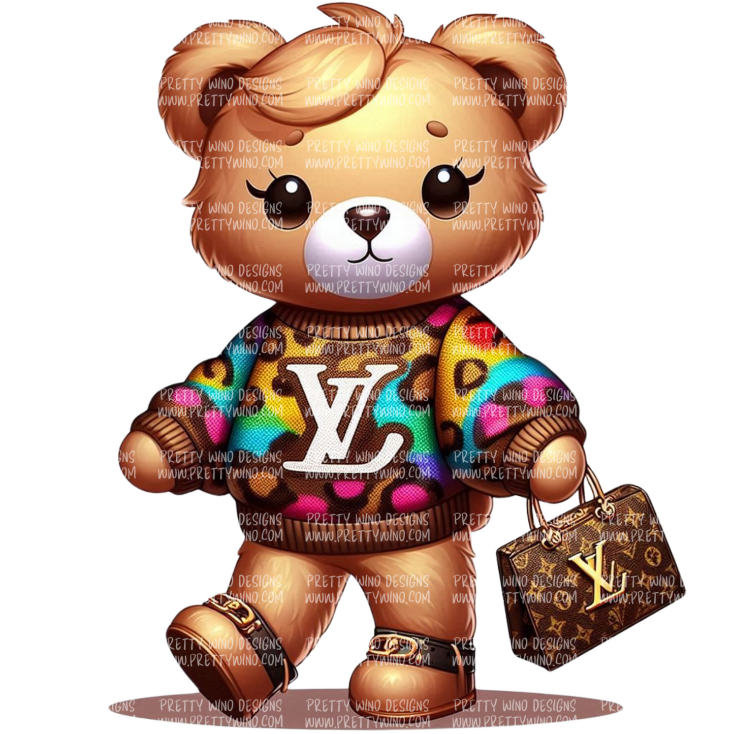 Rainbow Cheetah Luxe Bear PNG