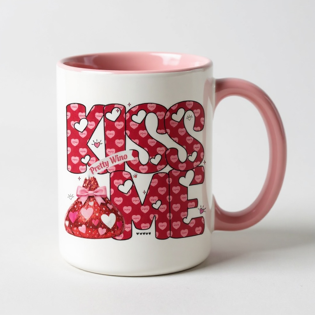 Kiss Me Red Candy Hearts Valentine Mug