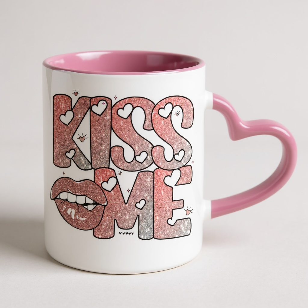 Kiss Me Ombre Glitter Valentine Mug