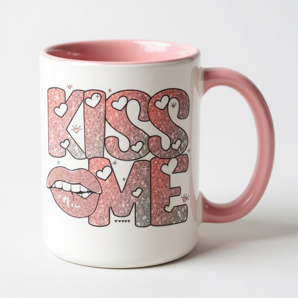 Kiss Me Ombre Glitter Valentine Mug