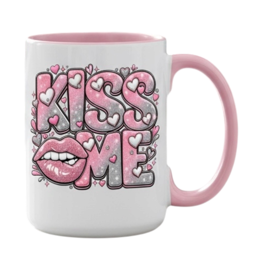 Kiss Me Ombre Glitter Valentine Mug