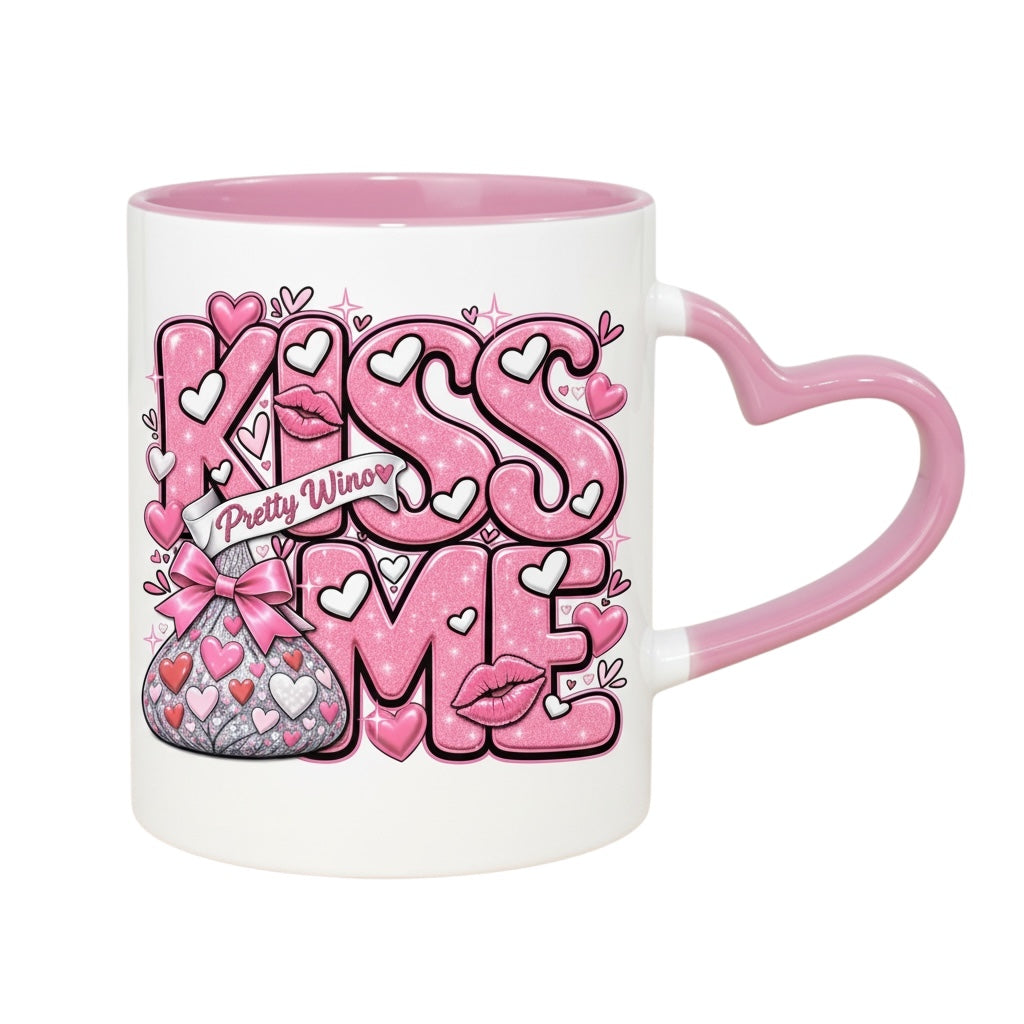Kiss Me Pink Glitter Valentine Mug