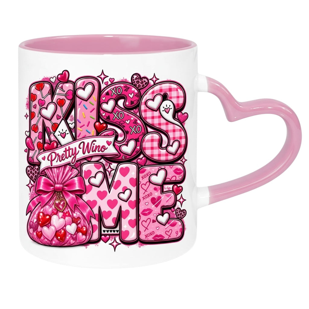 Kiss Me Pink Pattern Valentine Mug
