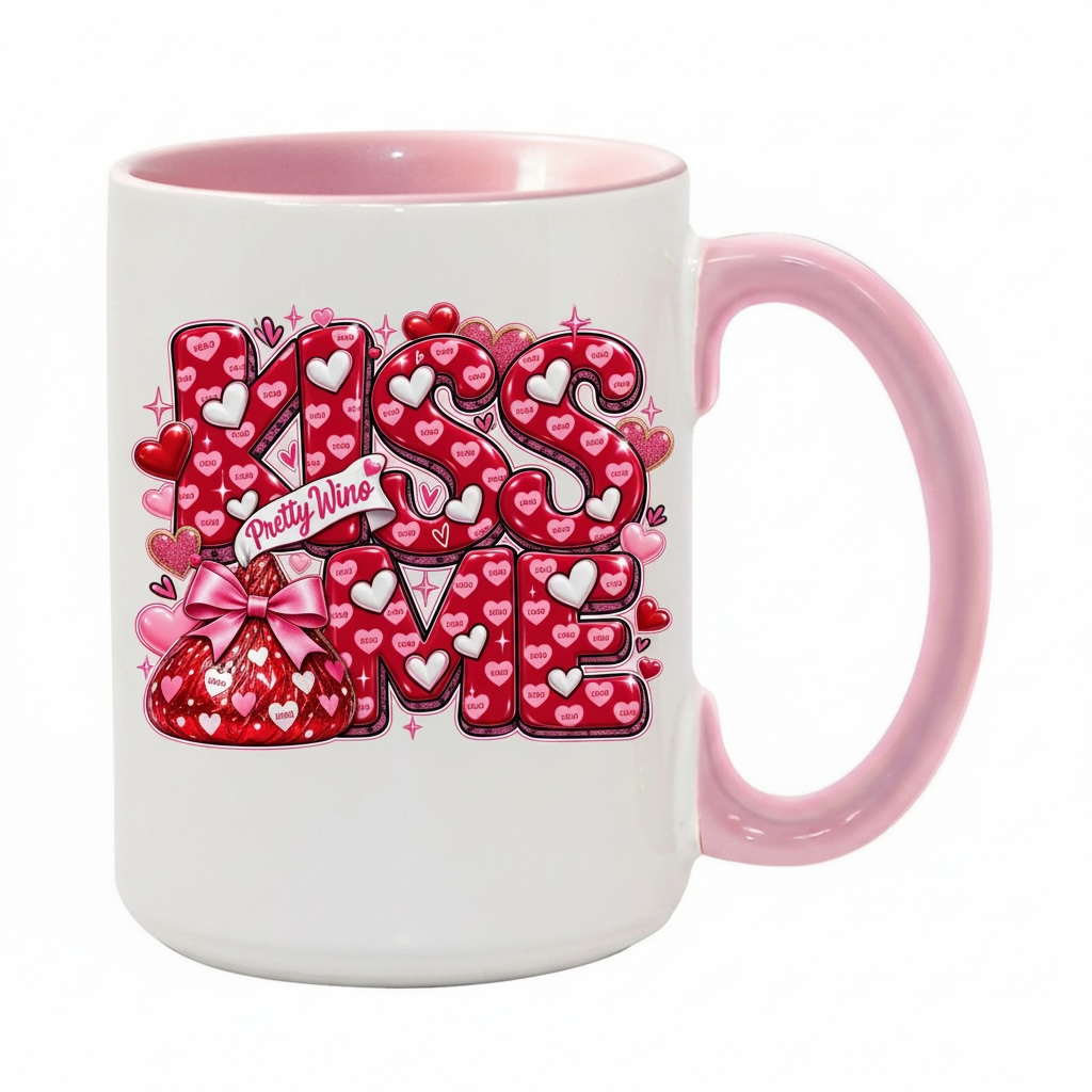 Kiss Me Red Candy Hearts Valentine Mug