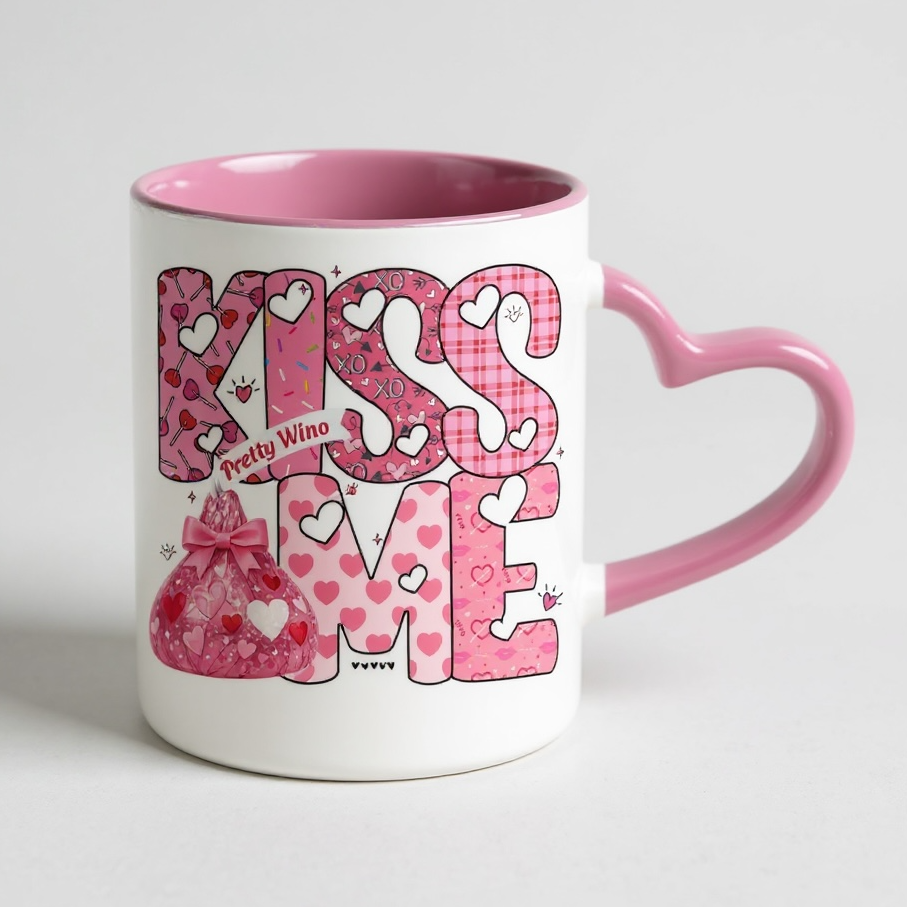 Kiss Me Pink Pattern Valentine Mug