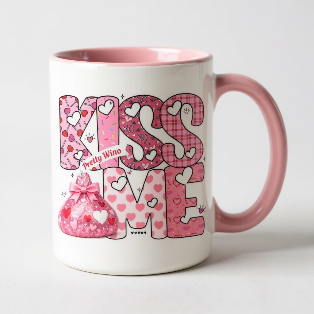 Kiss Me Pink Pattern Valentine Mug