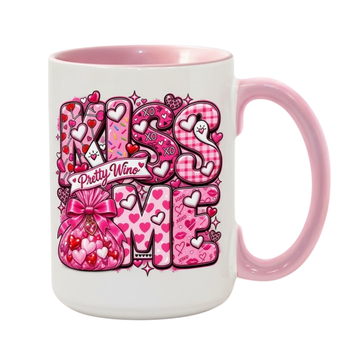 Kiss Me Pink Pattern Valentine Mug