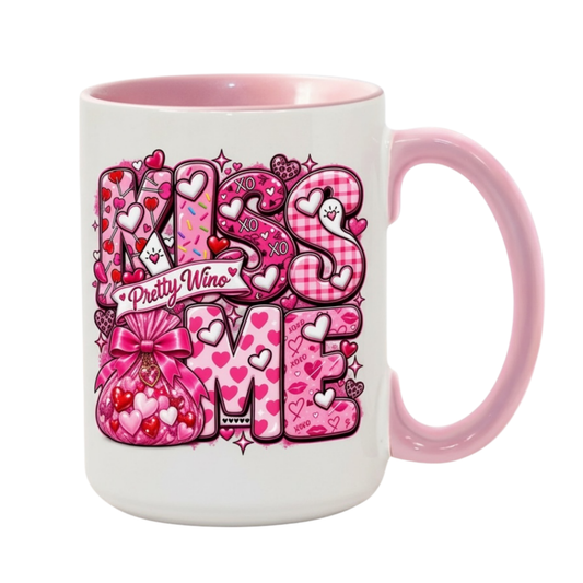Kiss Me Pink Pattern Valentine Mug