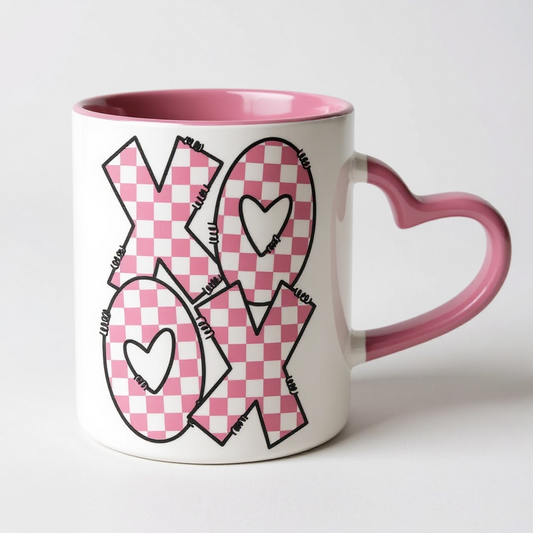 XOXO Pink Gingham Valentine Mug