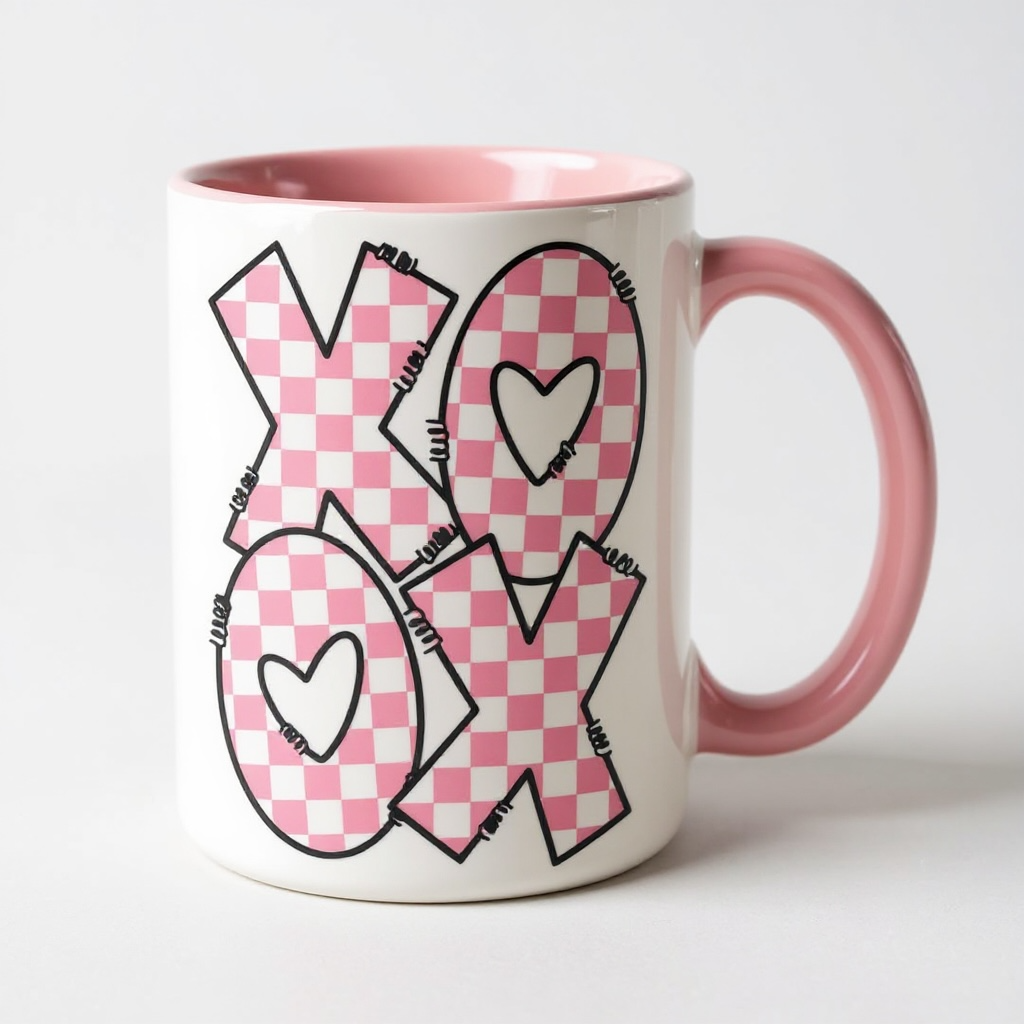 XOXO Pink Gingham Valentine Mug
